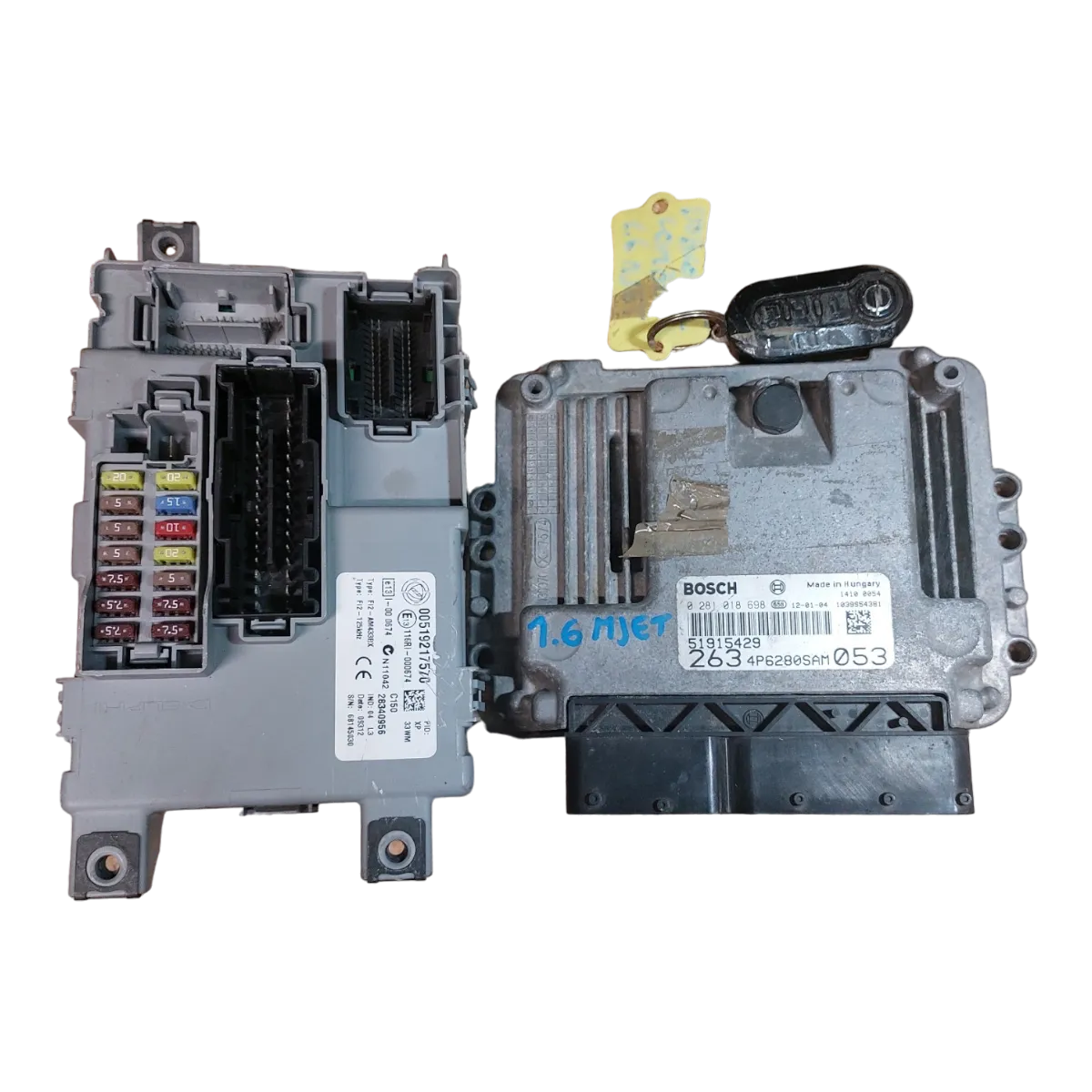 Fiat Doblo III  1.6 JTD 10-   set  računalo ECU+BSI+KLJUČ   0281018698  51915429  519217570