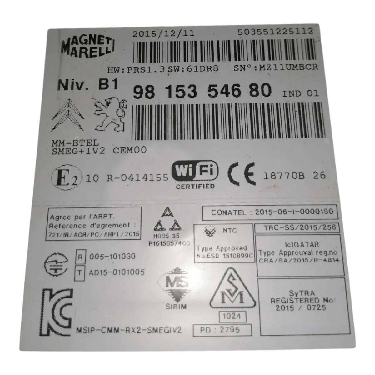 Citroen C3 A51 09-16     CD/radio    9815354680   503551225112