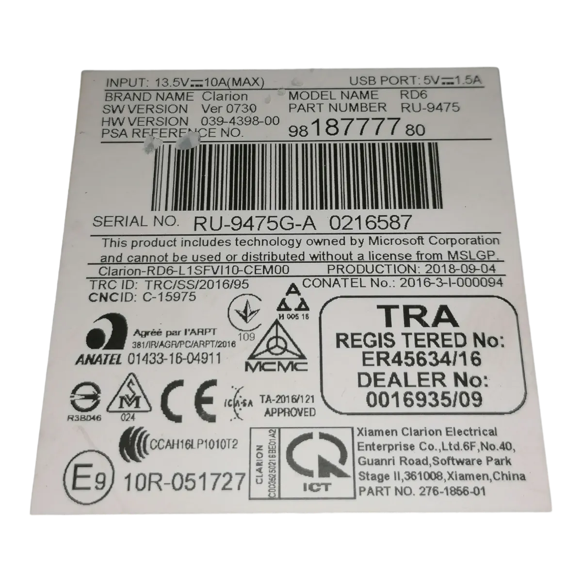 Citroen  C3  B618   16-     radio    9818777780