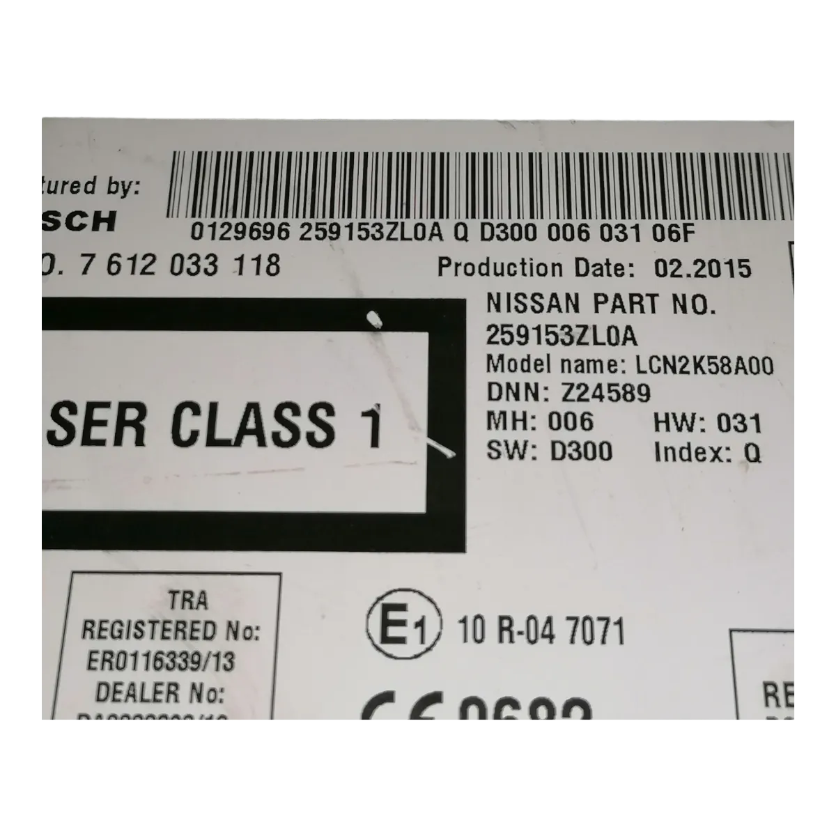 Nissan Pulsar    14-      navigacija/CD/radio    259153ZL0A   7612033118