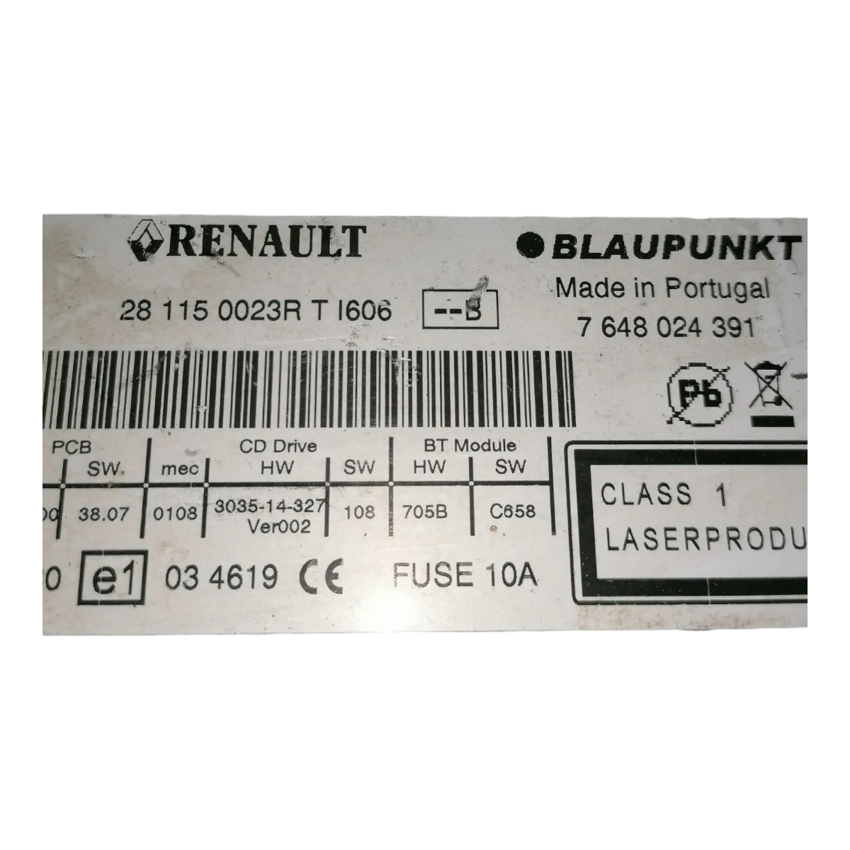 Renault Megane III  08-16    CD/radio    281150023R   7648024391