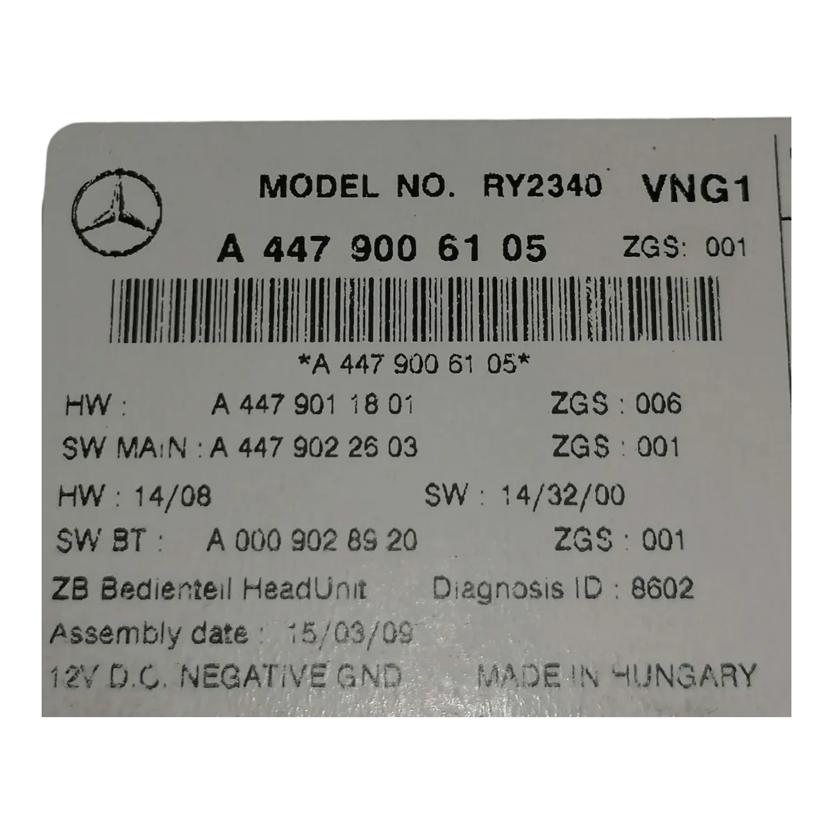 Mercedes-Benz   V-CLASS   W447   14-      navigacija/radio    A4479006105  A4479011801  A4479022603  A0009028920