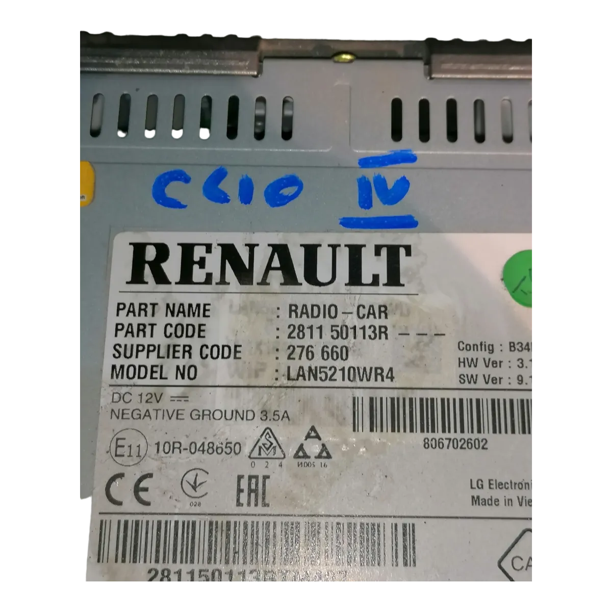 Renault Clio IV   12-20     navigacija/radio    281150113R   276660