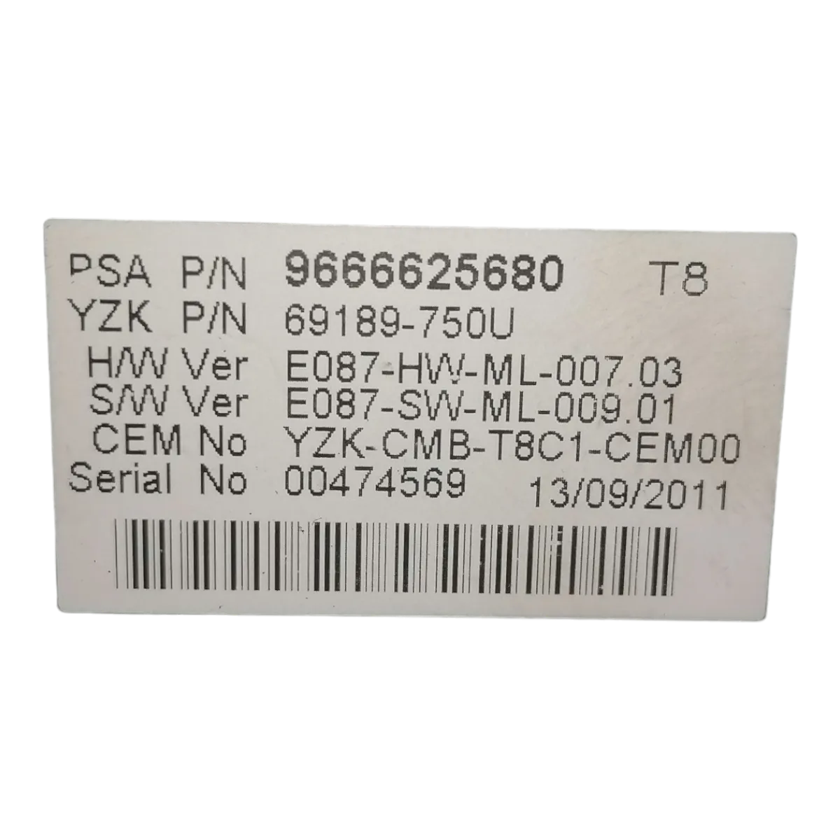 Peugeot   3008    09-16   kilometar sat/brzinomjer    9666625680   69189-750U