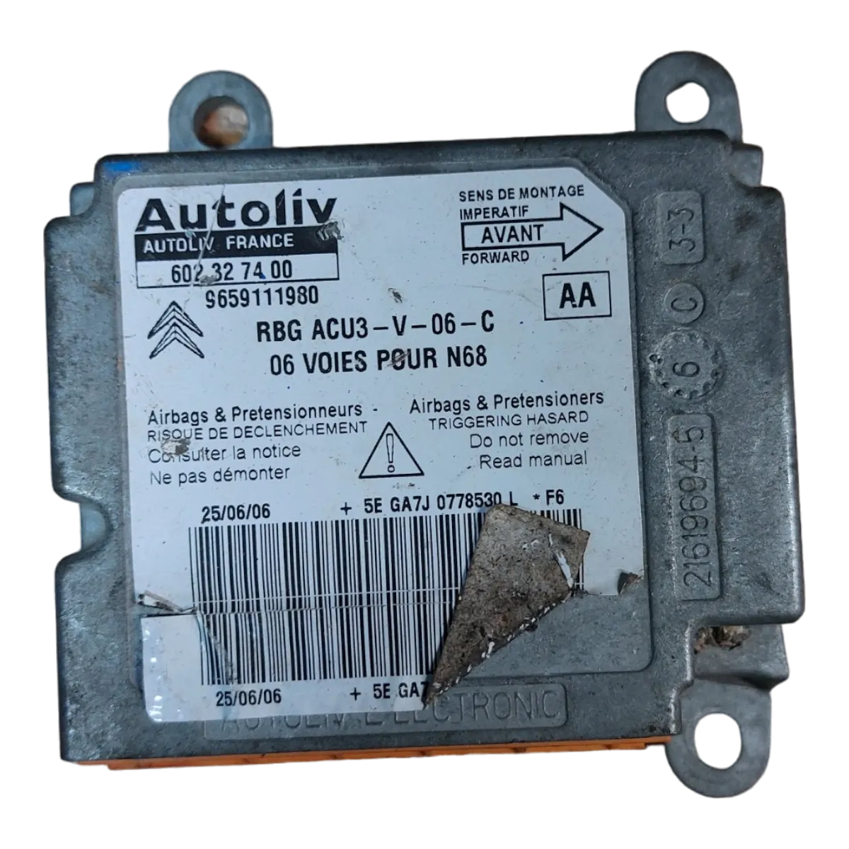 Peugeot 206   98-09  centrala airbaga   9659111980   602327400