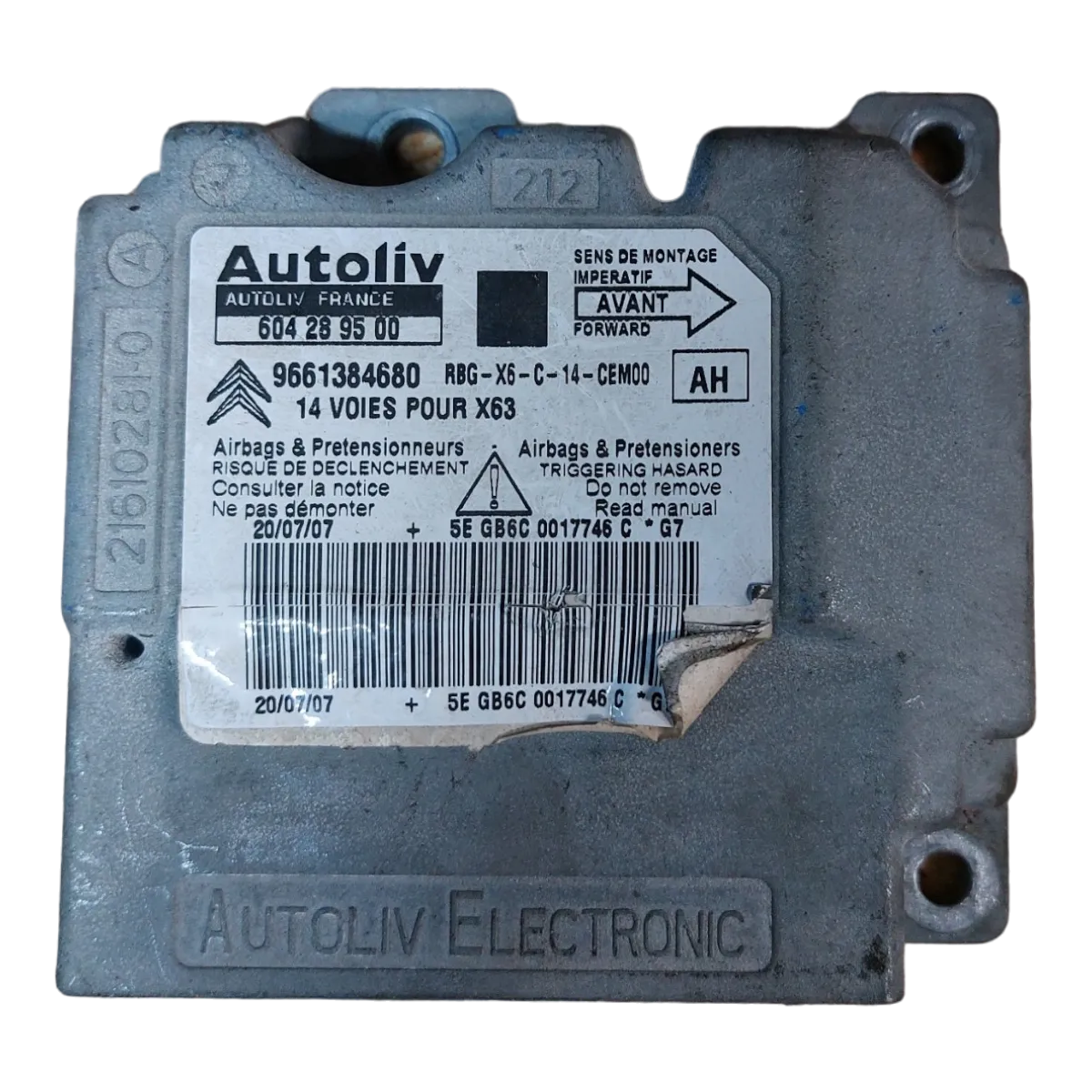 Citroen C6   05-12  centrala airbaga   9661384680   604289500