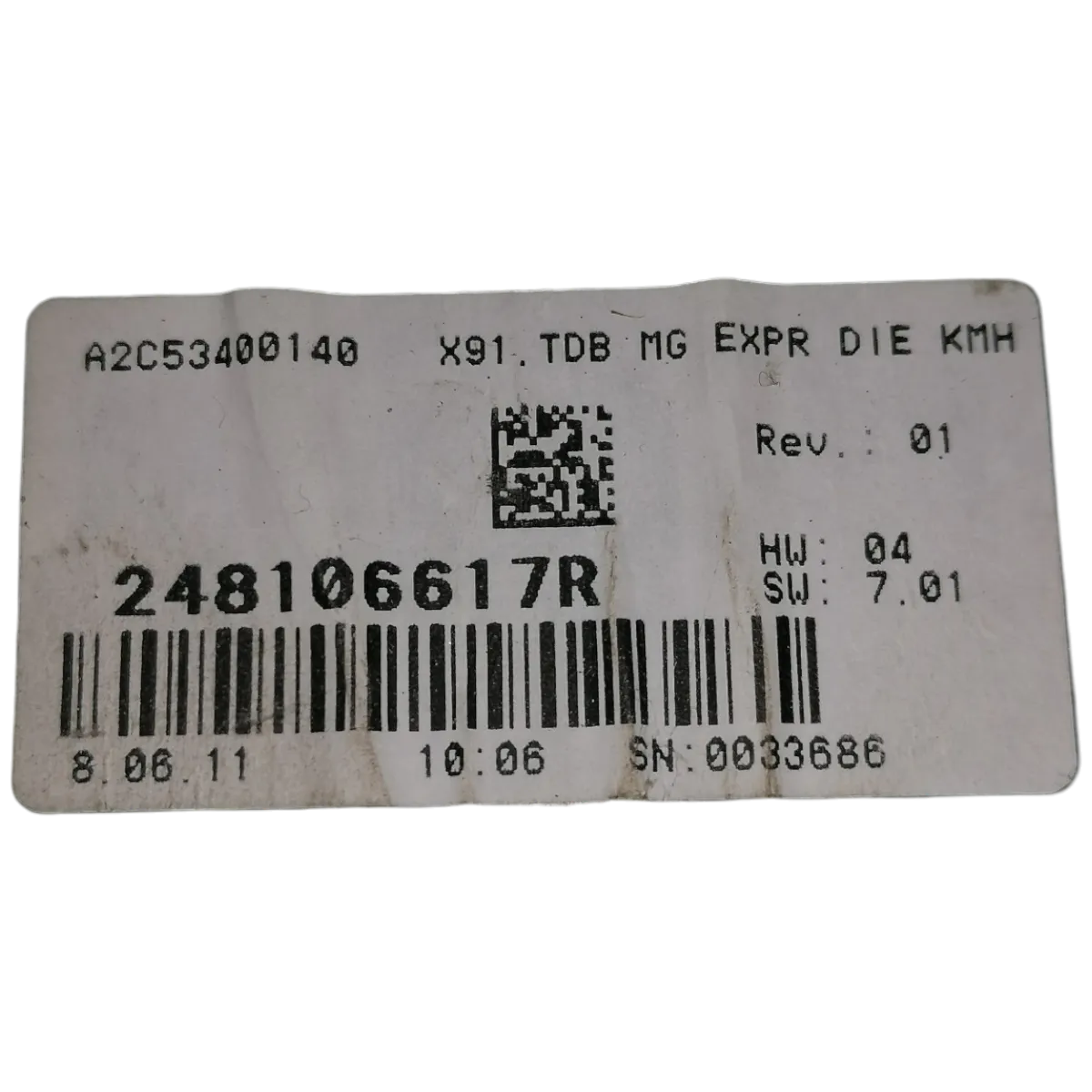 Renault Laguna III  07-15   kilometar sat/brzinomjer   248106617R   A2C53400140