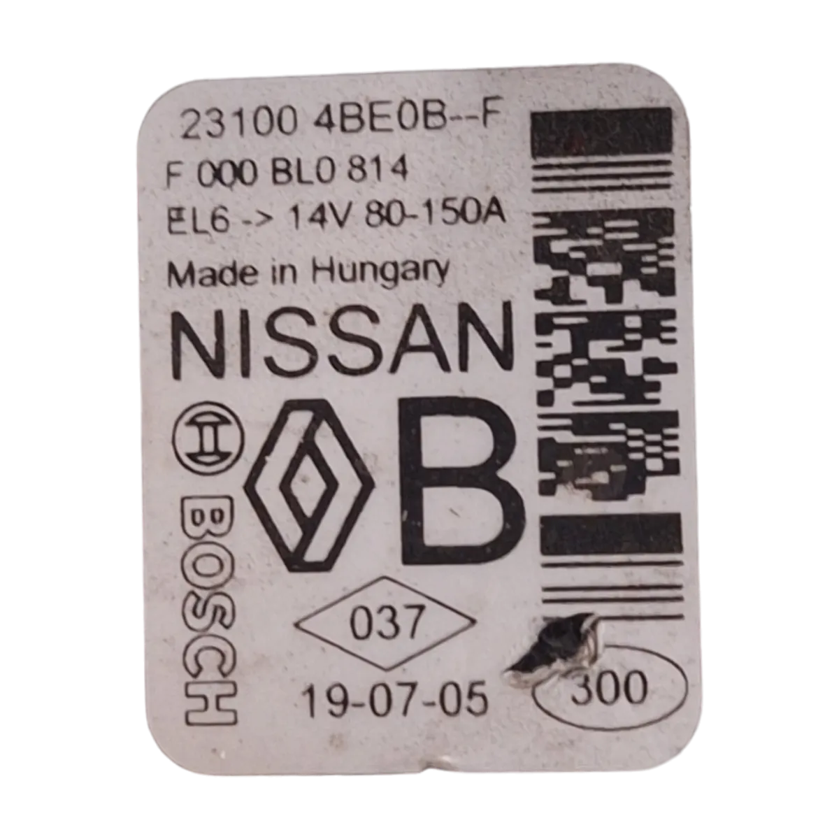 Nissan Qashqai  1.3 TCE   13-21  alternator   231004BE0B  F000BL0814