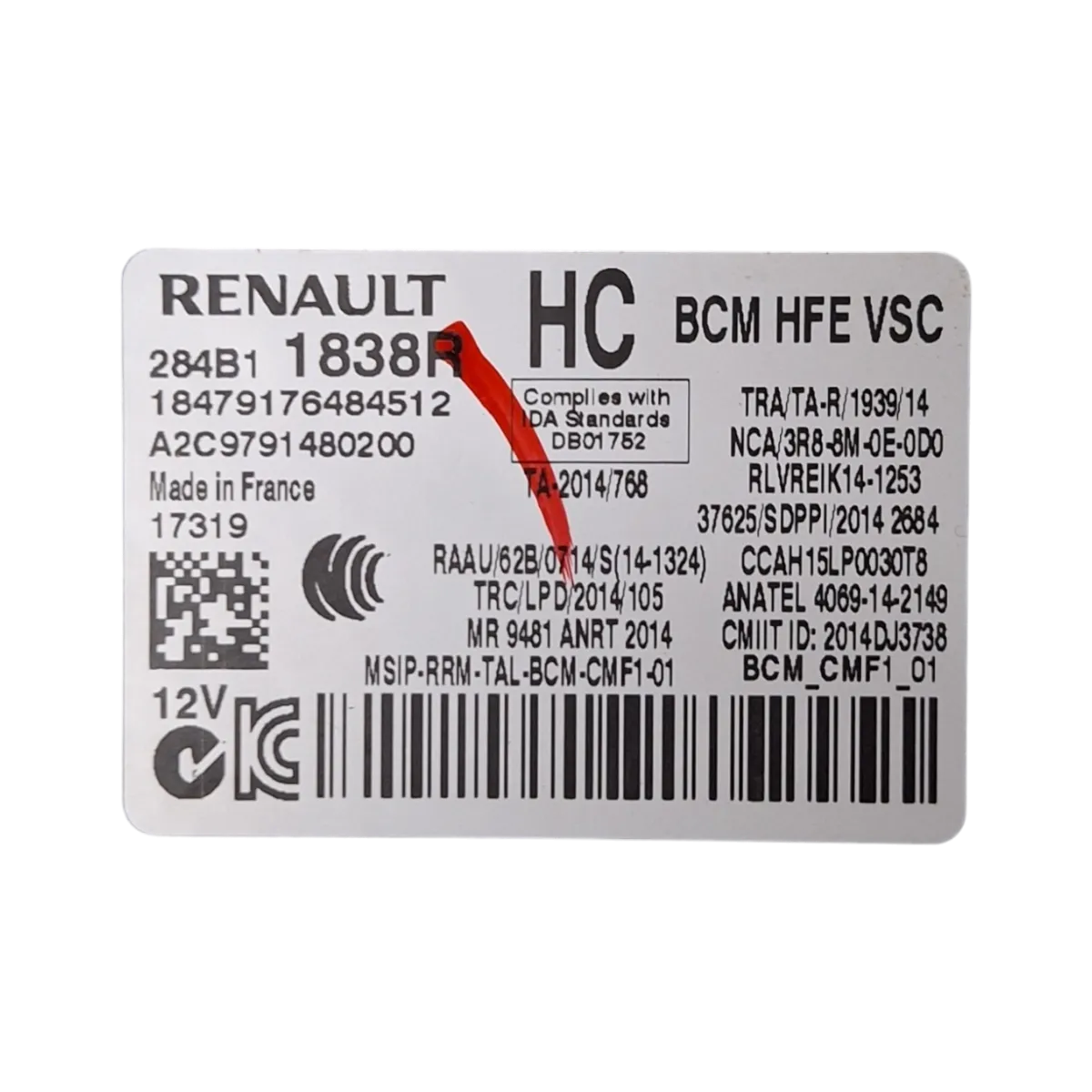 Renault  Kadjar   15-22   BCM modul   284B11838R   A2C9791480200