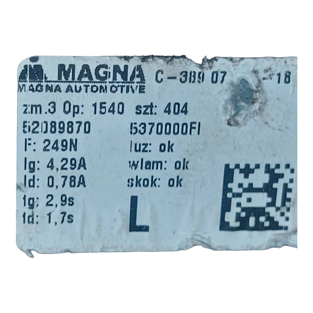 Fiat 500  07-   podizač stakla prednji lijevi  52089870   5370000FI