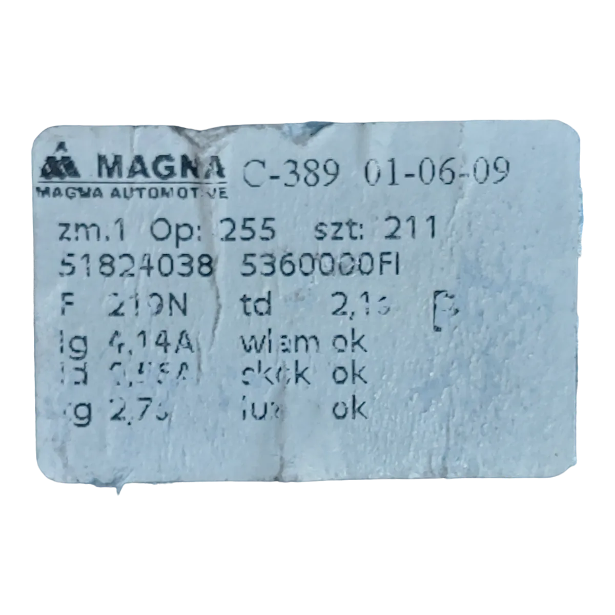 Fiat 500  07-   podizač stakla prednji desni  51824038   5360000FI