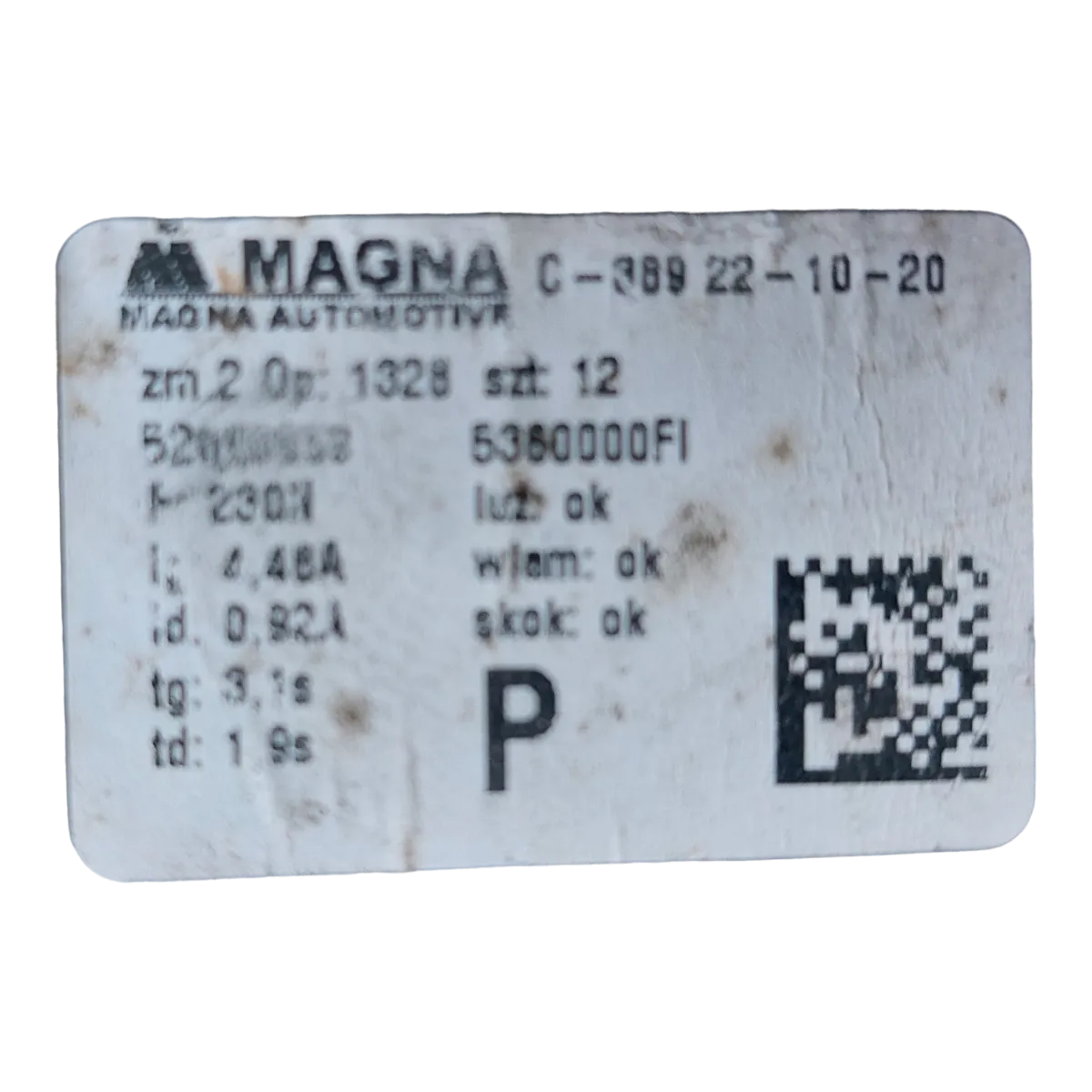 Fiat 500  07-   podizač stakla prednji desni  5360000F 52089869