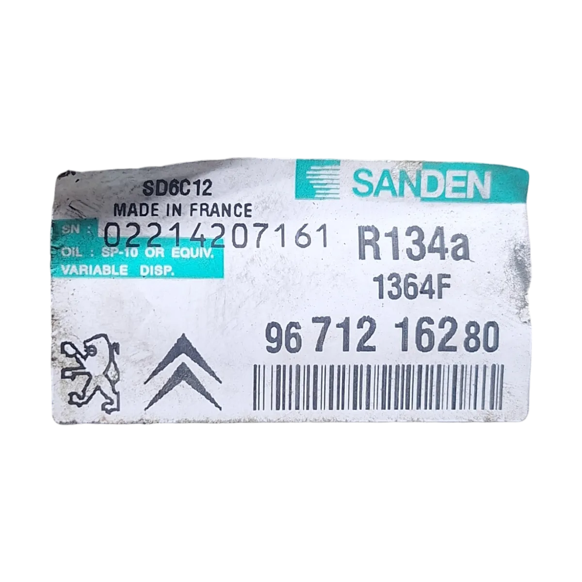 Citroen  C3 A51 1.6 HDI  EURO V  09-16   kompresor klime    9671216280   1364F   SD6C12