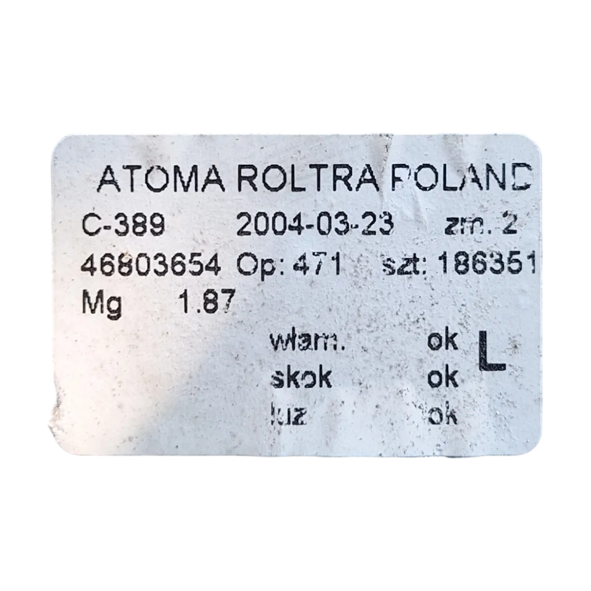Fiat Panda II   03-12  podizač stakla zadnji lijevi-ručni  46803654