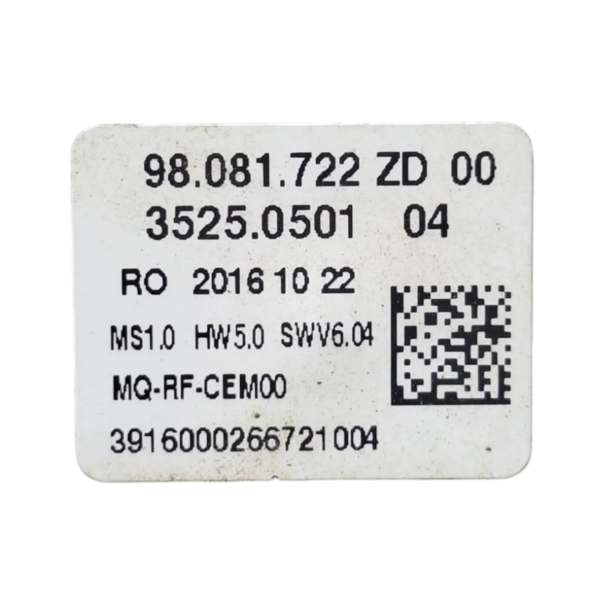 Peugeot Expert   IV  16-    komanda ventilacije    98081722ZD