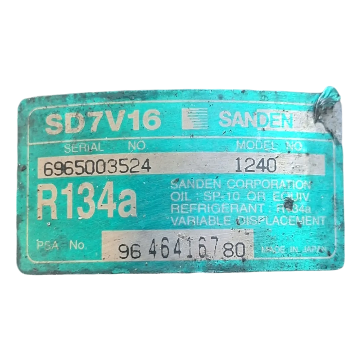 Citroen Xsara Picasso 2.0 HDI  99-11  kompresor klime   9646416780   1240F