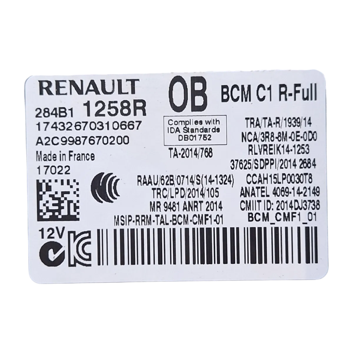 Renault Talisman  1.6 DCI  15-    BCM modul   284B1258R   A2C9987670200