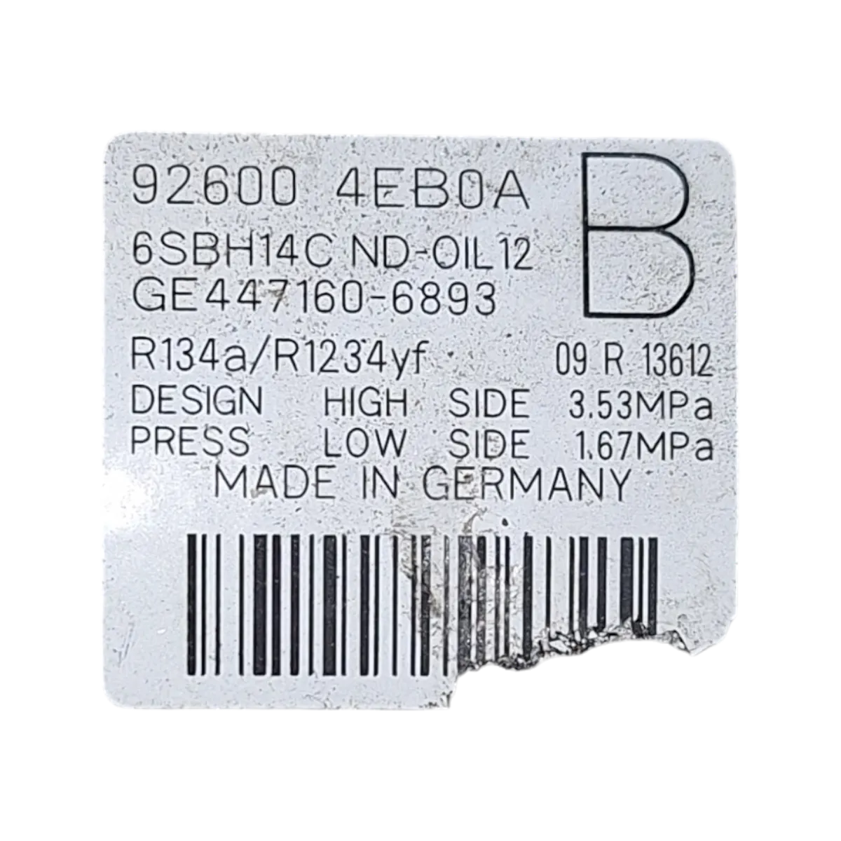 Renault Megane III  1.2 TCE  08-16   kompresor klime    926004EB0A   6SBH14C   GE447160-6893