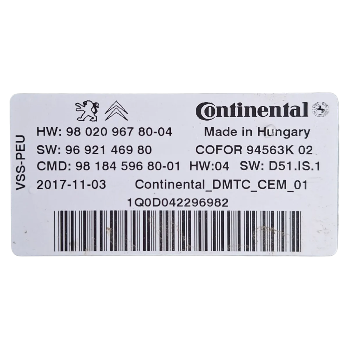 Citroen C4 Cactus  1.6 HDI  EURO VI  14-18   računalo-centrala motora  START-STOP   9802096780  9692146980  9818459680