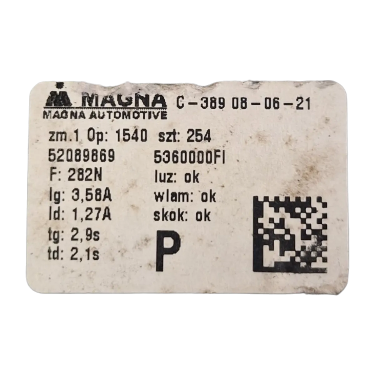 Fiat 500  07-   podizač stakla prednji desni   52089869   5360000FI