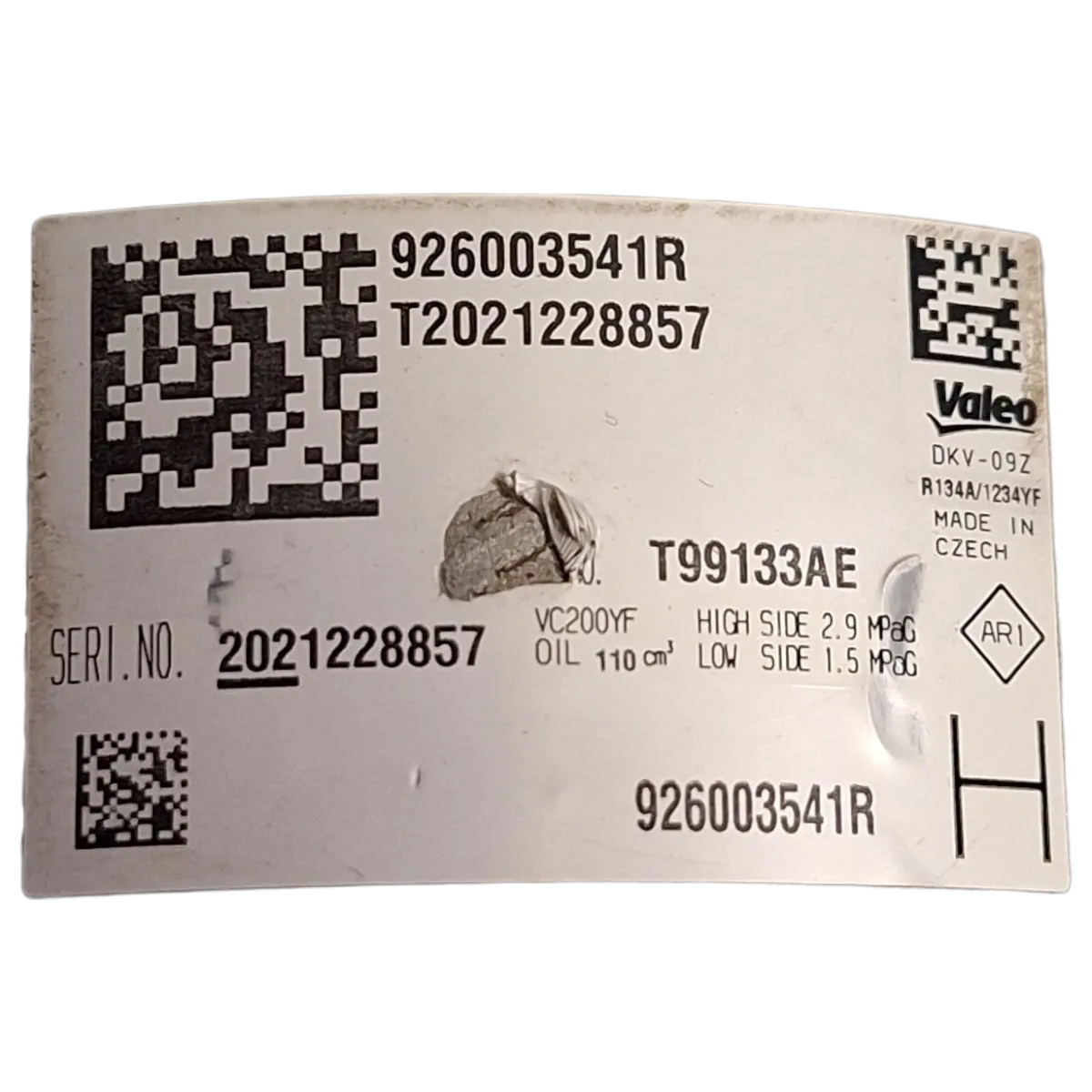 Dacia Duster  II 1.0 TCE  19-     kompresor klime    926003541R  T99133AE   TEST.