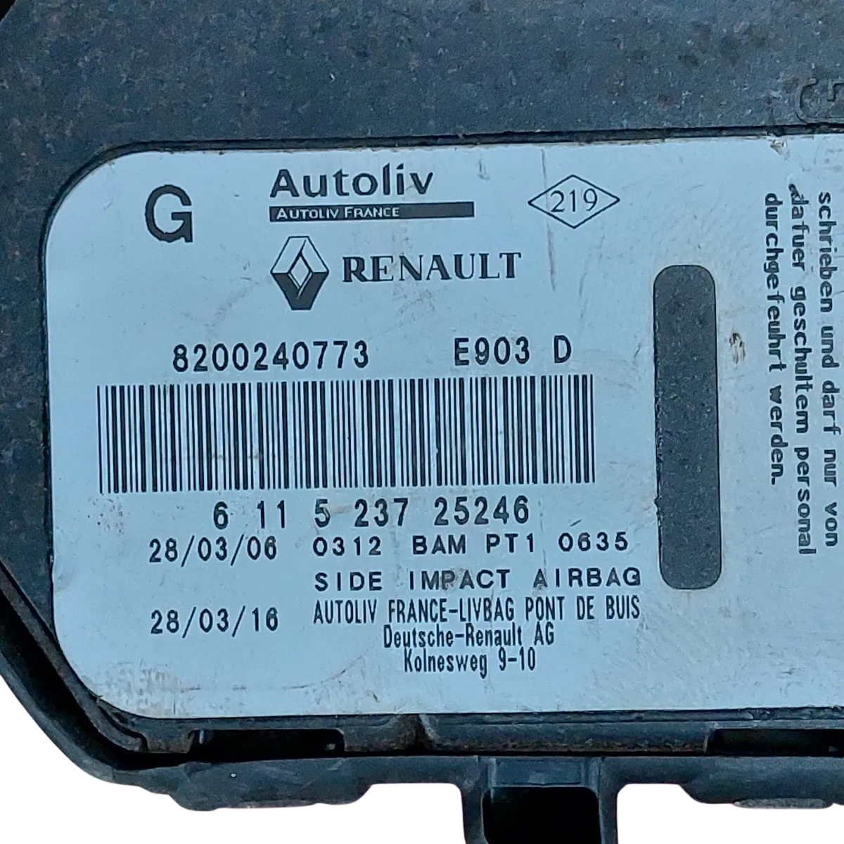 Renault Espace IV 02-15    airbag/ zračni jastuk sjedala  lijevi   8200240773