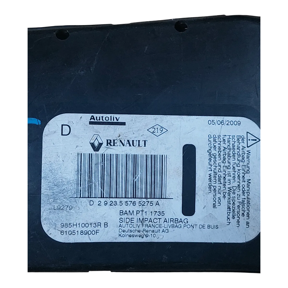 Renault Megane III  08-16   airbag/ zračni jastuk sjedala desni  985H10013R  610518900F