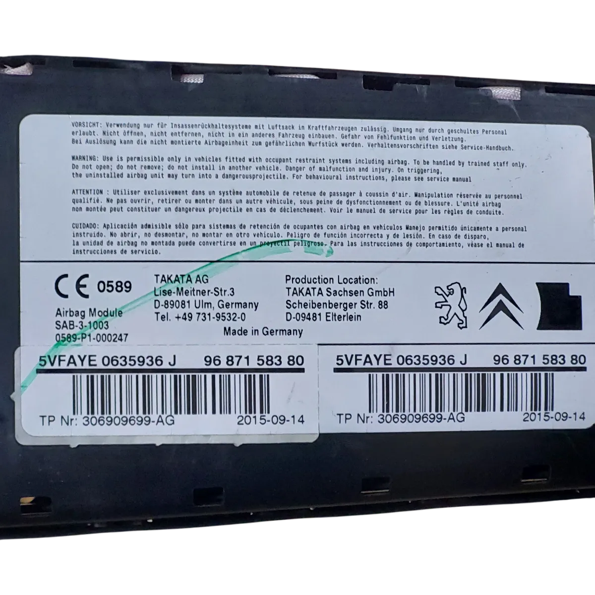 Citroen C4 B7 10-18  airbag/ zračni jastuk sjedala lijevi  9687158380